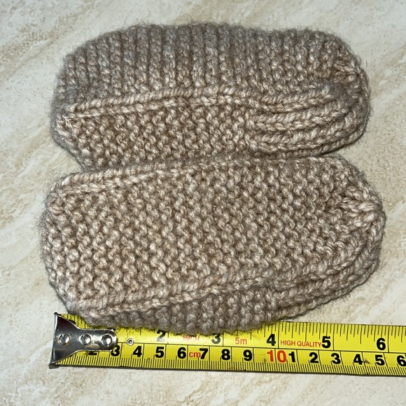 Knitted Taupe Kids/Toddler Booties/Slippers ~6” - Picture 2 of 3